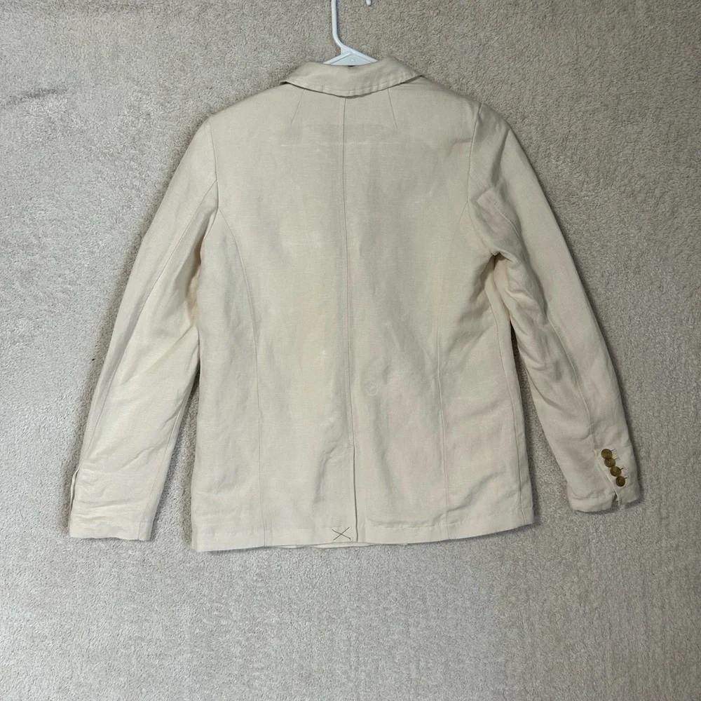 Lands End Women's Linen Double Breasted Blazer Size 4. Career Casual Preppy - Picture 7 of 10